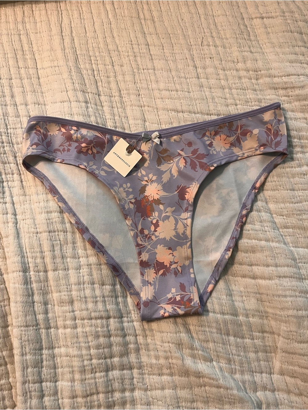 Anthropologie Lavender Floral Bikini-Style Panties L / XL